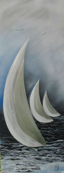 Sails in the wind,  on metal